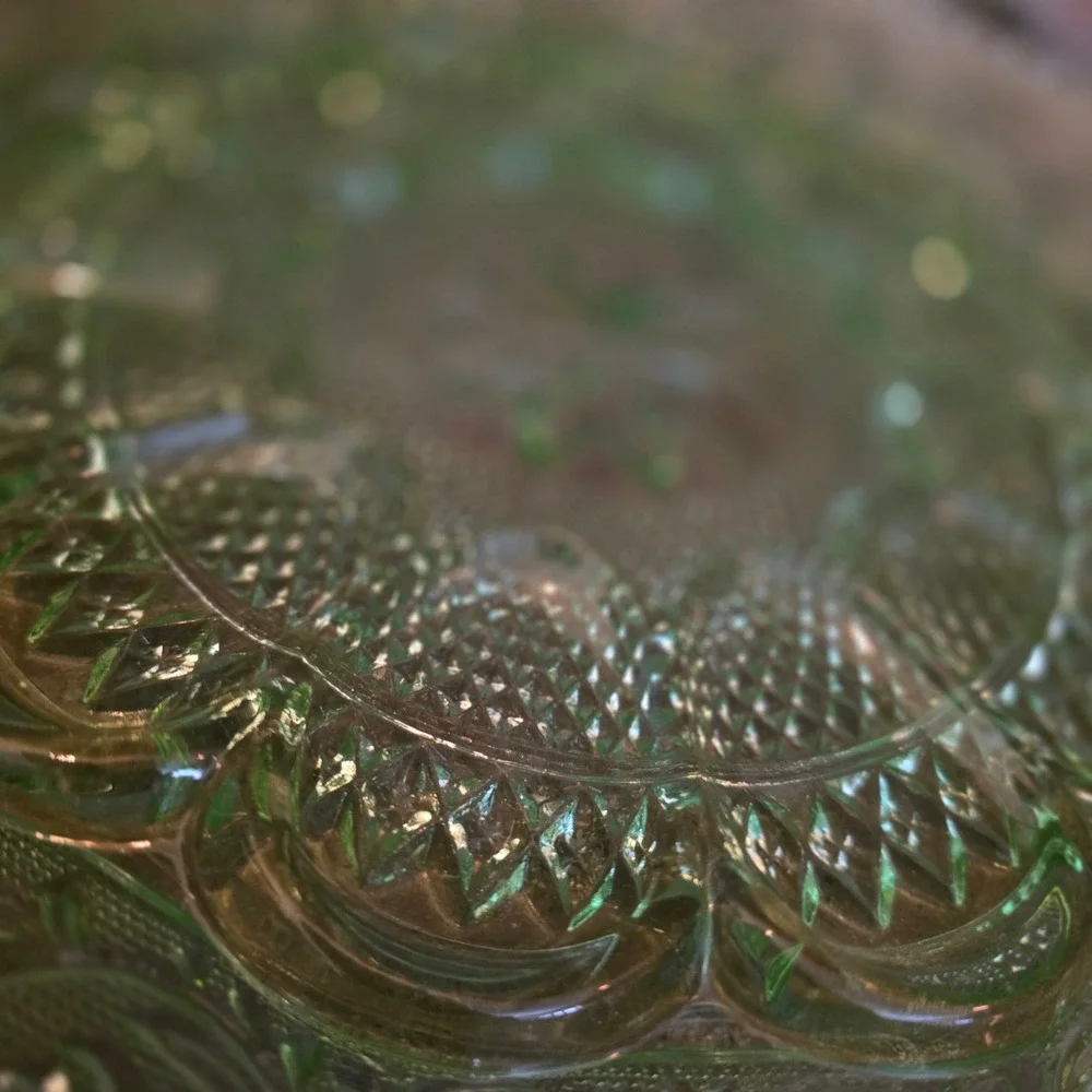 Vintage Tiara Sandwich Chantilly Green Depression Glass Plate 12